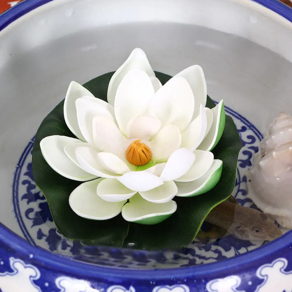 8Pcs Fake Lotus Flowers Artificial Floating Water Lilies for Pool Pond Landscape Decoration Simulation Pond Plants Eva Lotus