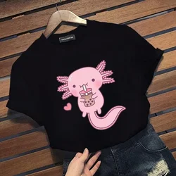 T-Shirt stampata grafica Kawaii Axolotl nuova carina da donna Casual Outdoor carina girocollo manica corta camicia Y2K top