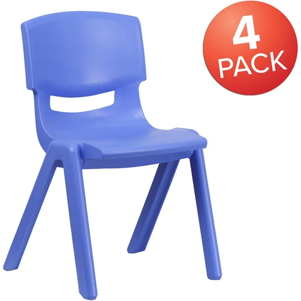 Flash Furniture-silla escolar apilable de plástico azul, asiento de 15,5 pulgadas de altura, paquete de 4