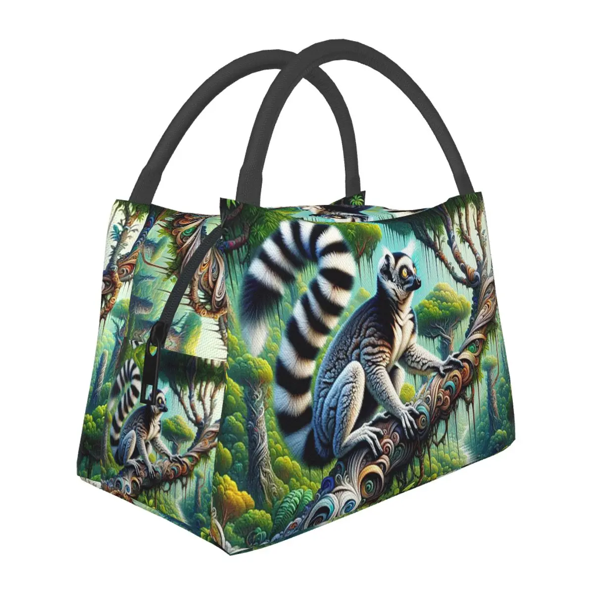 Ring Tailed Lemur Lunch Bags Insulated Bento Box Leakproof Lunch Tote Picnic Bags Cooler Thermal Bag for Woman Children Work