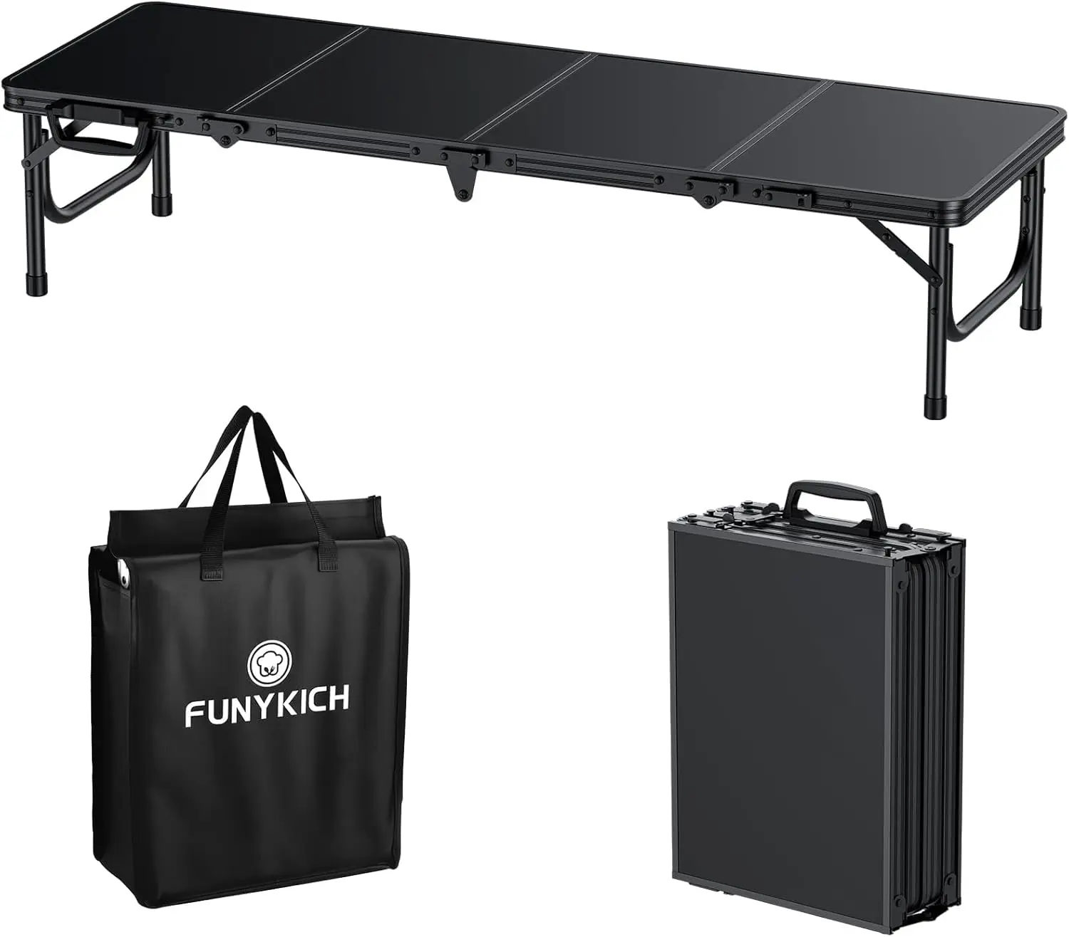 

Складной стол для пикника FUNYKICH 4 фута (45,7''x15,7''x10,3''), пляжный стол с утолщенными алюминиевыми ножками, ручкой и сумкой для переноски, легкий вес