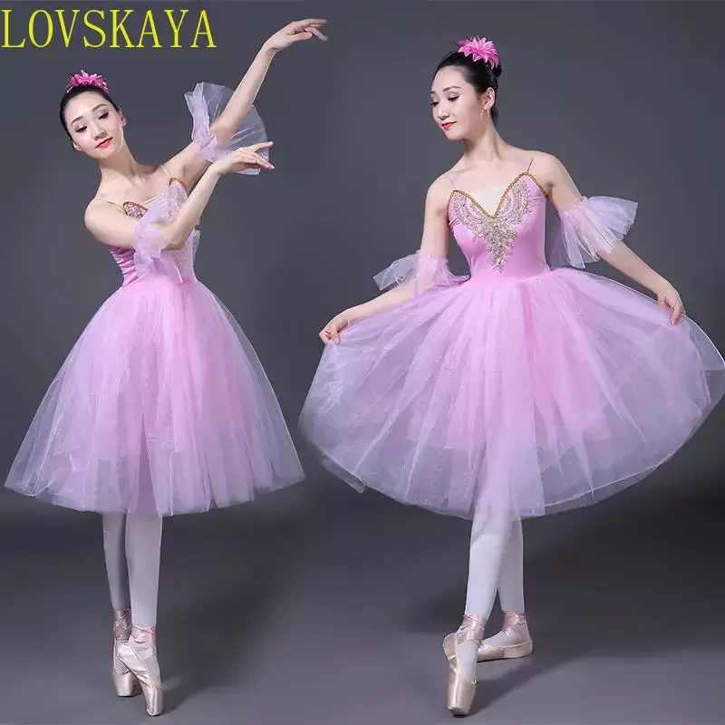 Adulto White Swan Lake Ballet Dancing Dress Women Ballroom Ballet romantico Tutu Dance outfit Stage Wear Party Dance Dress