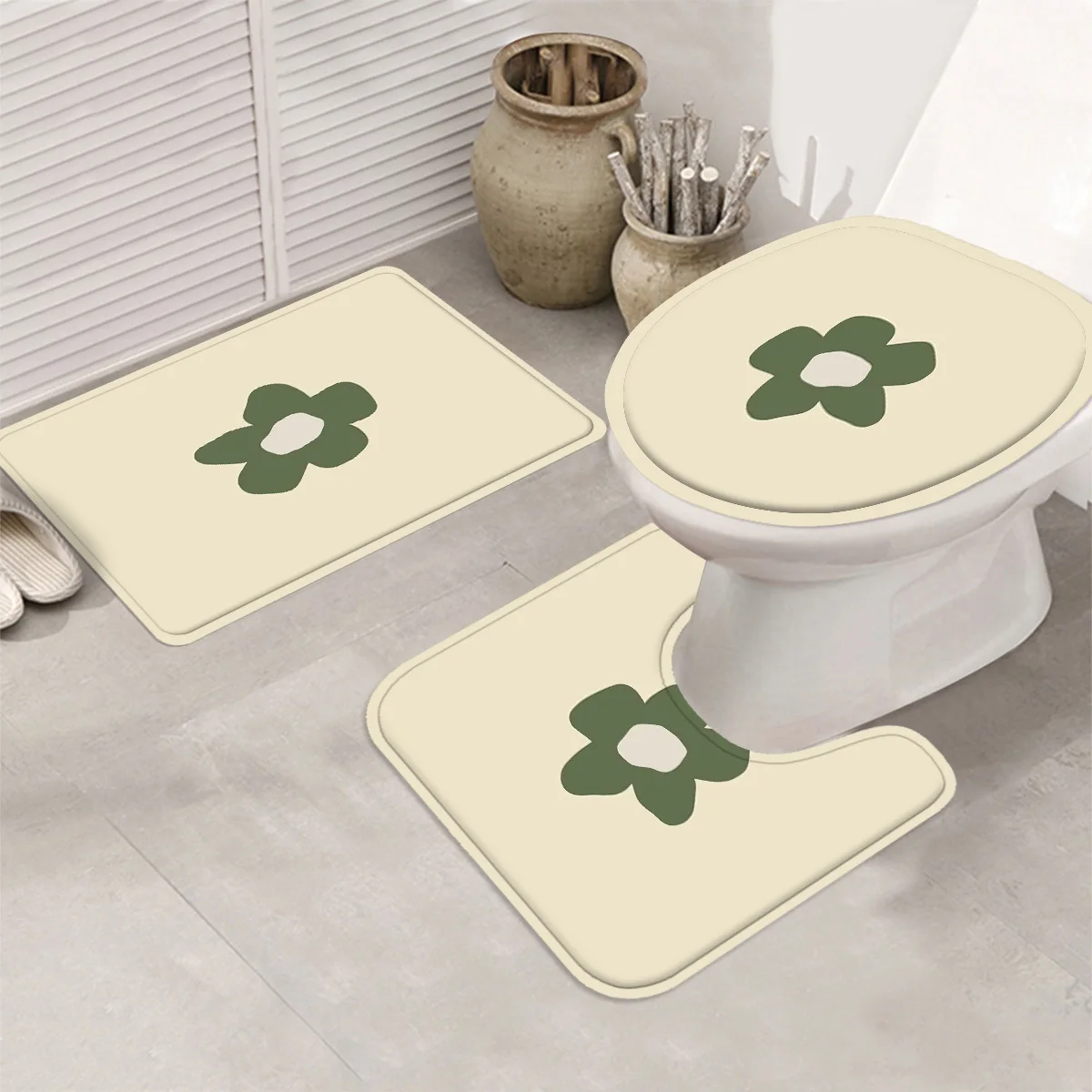 

Набор занавесок для душа на тему Дня Святого Патрика с 12-крючками - занавеска для душа, нескользящим ковриком для ванной, чехлом на сиденье унитаза и U-образным ковриком