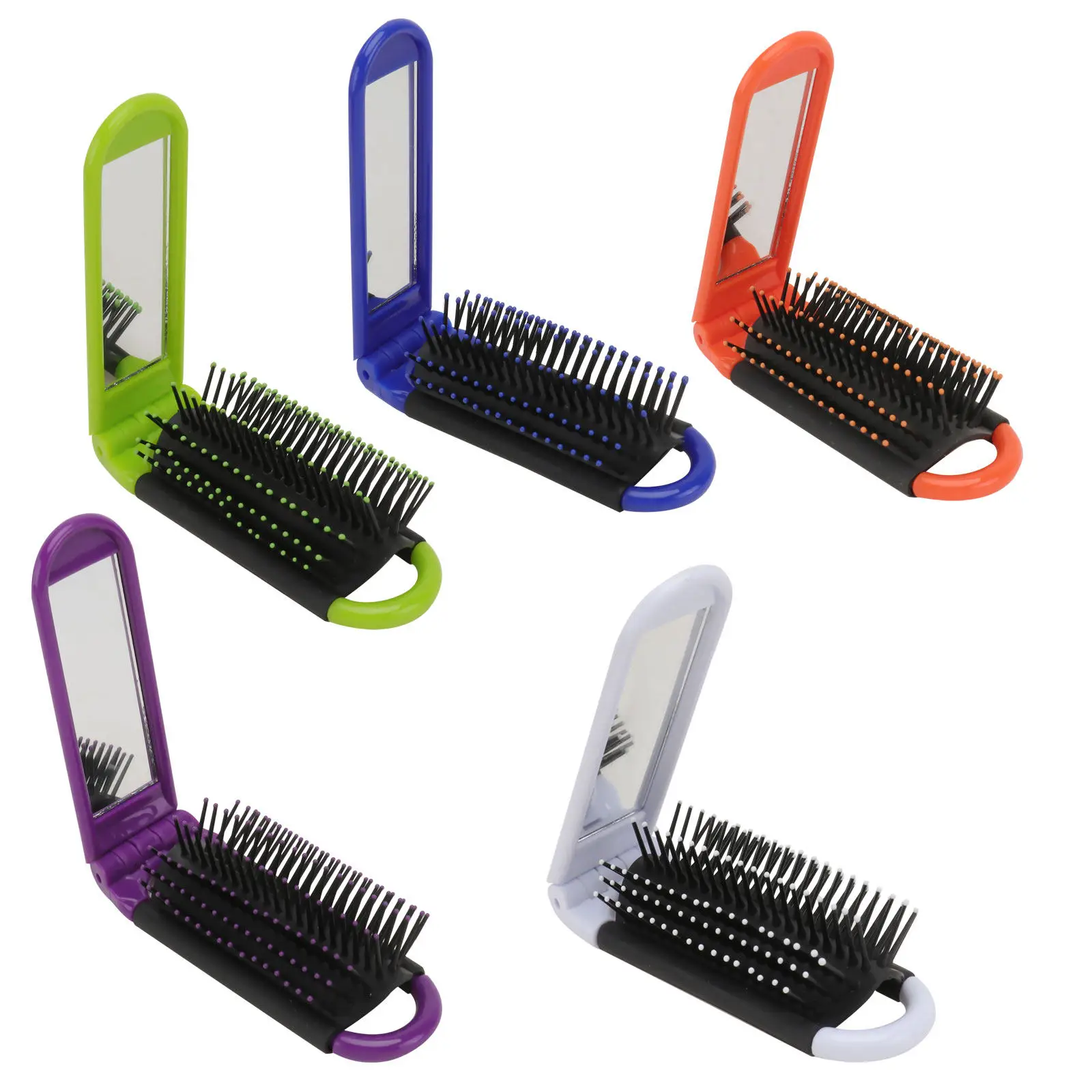 

5pcs Mirror Foldable With Mirror Detangling Pocket For Hair Beard Folding Hair Comb Compact Plastic Comb