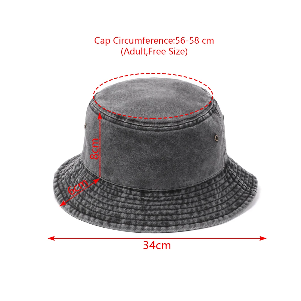 Fashion Denim Washed Bucket Hat Retro Foldable Fisherman Cap Cotton Casual Sun Hat Summer Outdoor Sunscreen Cap for Women Men