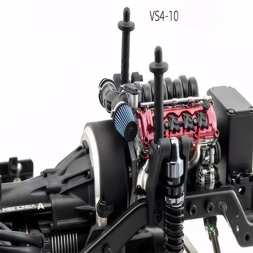 V8 Engine RC Car Model Kit With Belt Wheel Winding Structure RC Full Simulation Engine V8 Engine red