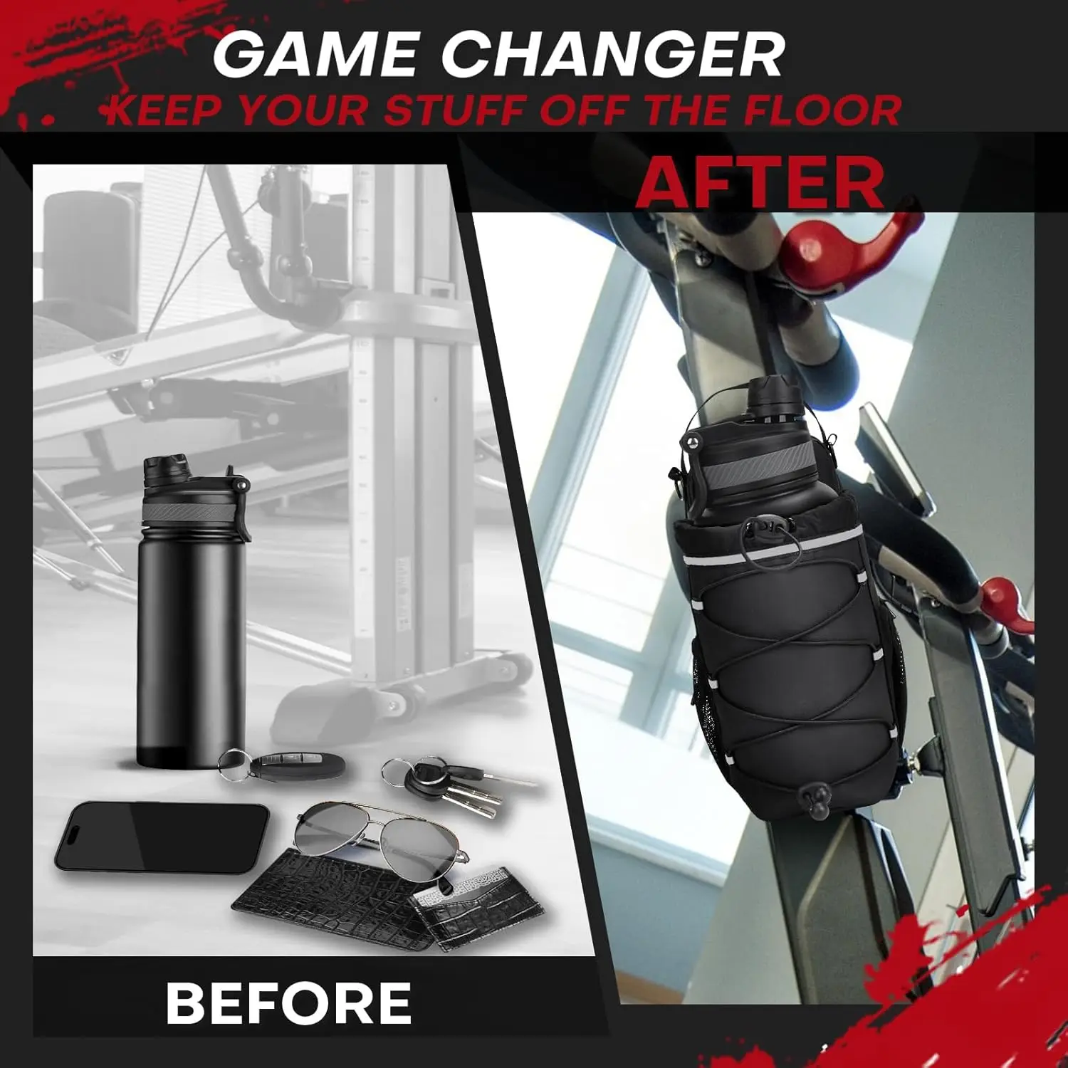 

Магнитная сумка для бутылки с водой со светоотражающими полосками, держатель для стакана с водой для спортзала с сильным магнитом для занятий спортом на открытом воздухе