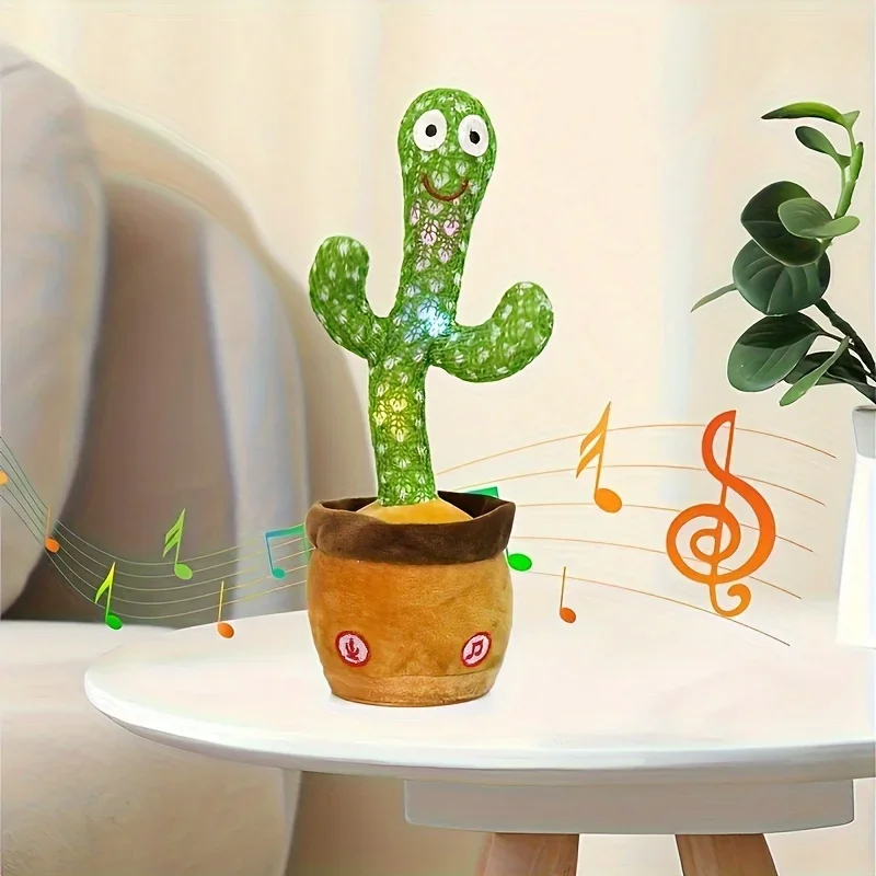 Juguete de Cactus parlante, Cactus bailando, juguete para bebé con iluminación, canto, imitando, juguetes para bebé, repetir lo que dice, registro de Cactus