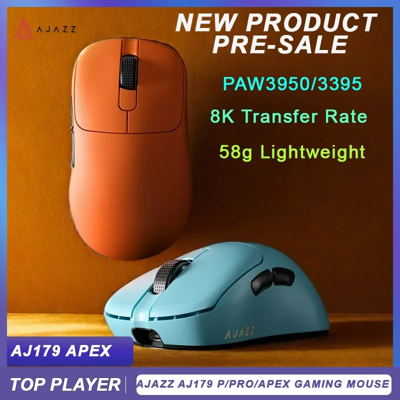 Mouse da gioco wireless AJAZZ AJ179Apex con base per schermo a colori, PAW339 a tre modalità, batteria da 400 mAh, frequenza di aggiornamento 8000 Hz
