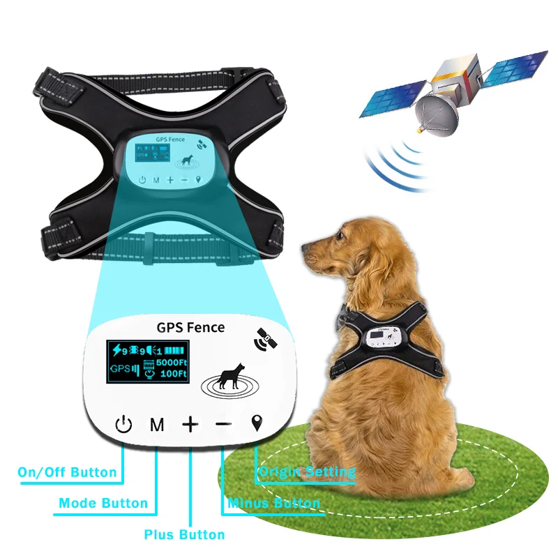 

5000Ft New Pets Wireless Electronic Fence with GPS Electric Satellite Technology, Adjustable Reflective Rechargeable Dog Harness