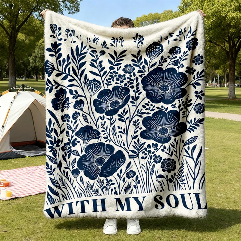 It Is Well with My Soul Flannel Blanket, Vintage Floral Christian Flannel Throw