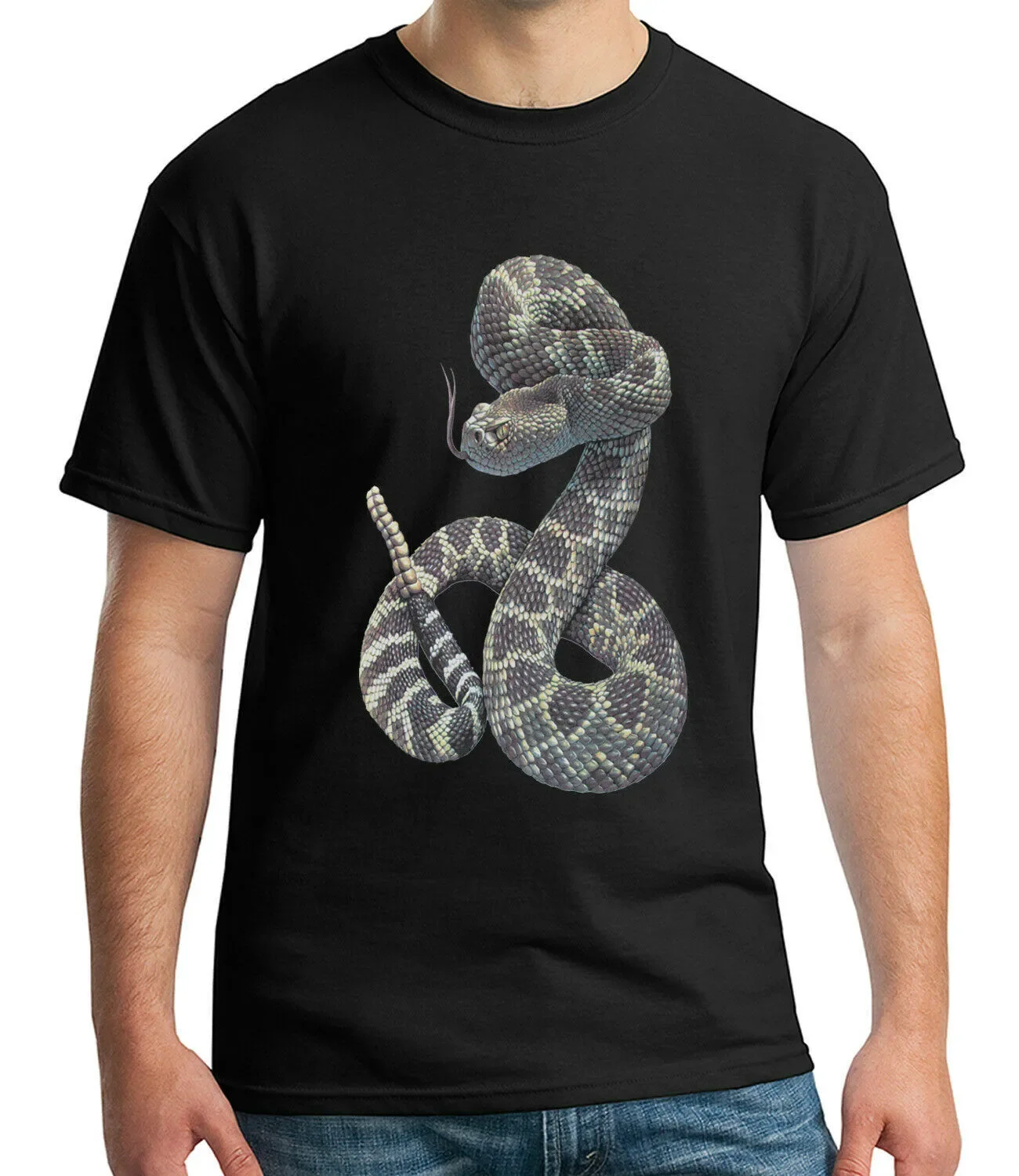 Wild Life Snake, Fashion 3D Rattlesnake Printed T Shirt. Short Sleeve 100% Cotton Casual T-shirts Loose Top Size S-3XL