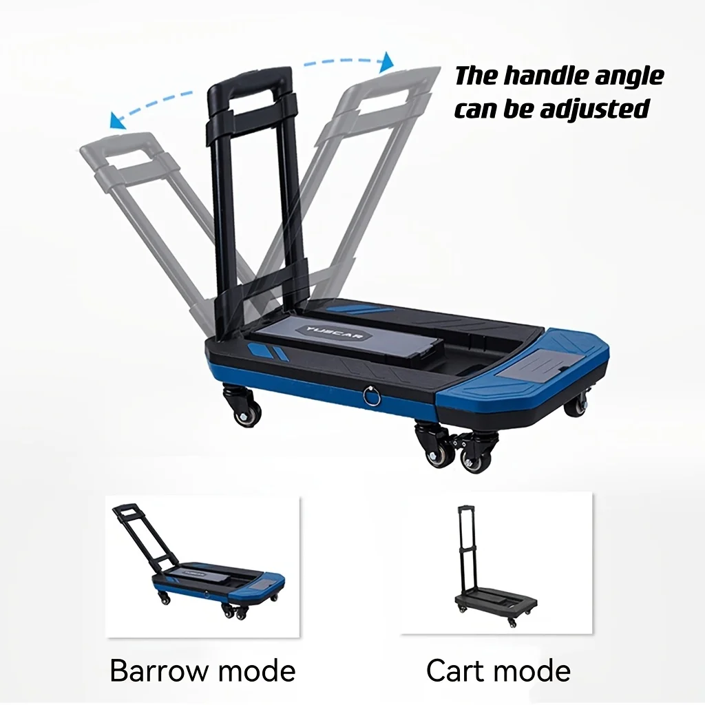 Folding Hand Truck Dolly Cart for Moving 300lbs Heavy Duty Luggage Collapsible Platform Carrier Trolley Cart with 6 Wheels