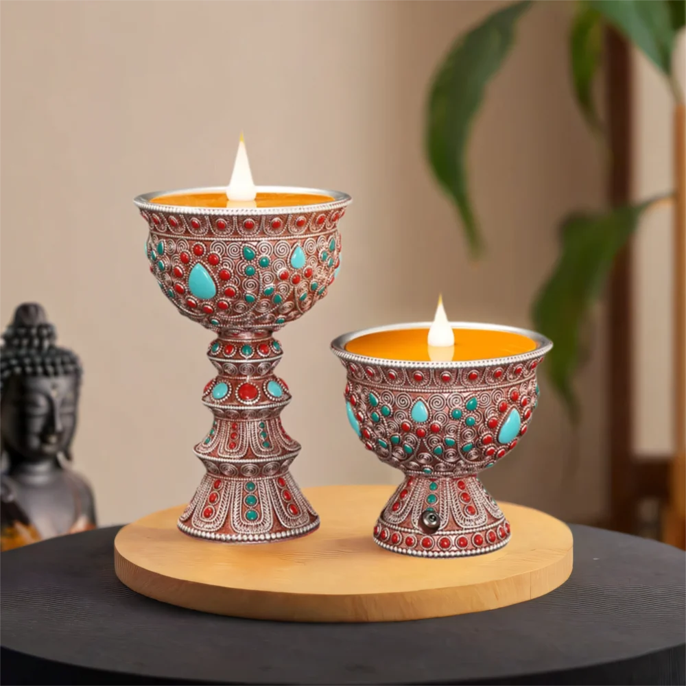 2025 New Electronic Butter Lamp, Plug in LED Buddha Light, Simulated Flame, Household Perpetual Light, Offering Buddha Ornaments
