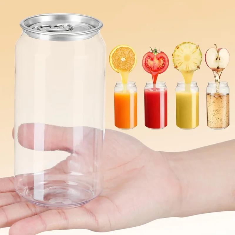 Disposable Plastic Can Sealer Cups with Aluminum Lids Portable Canned Drink Bottles Compatible with Can Sealing Machine 330ml