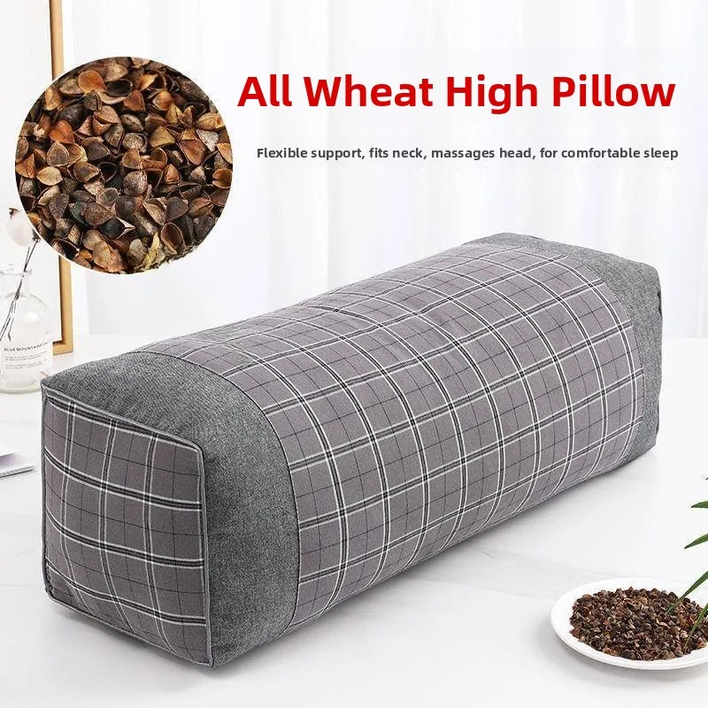Full Buckwheat Hulls Neck Support Pillow Hard Office Use Essential Oil Filled Single Person Adult Bedding 3D Cut