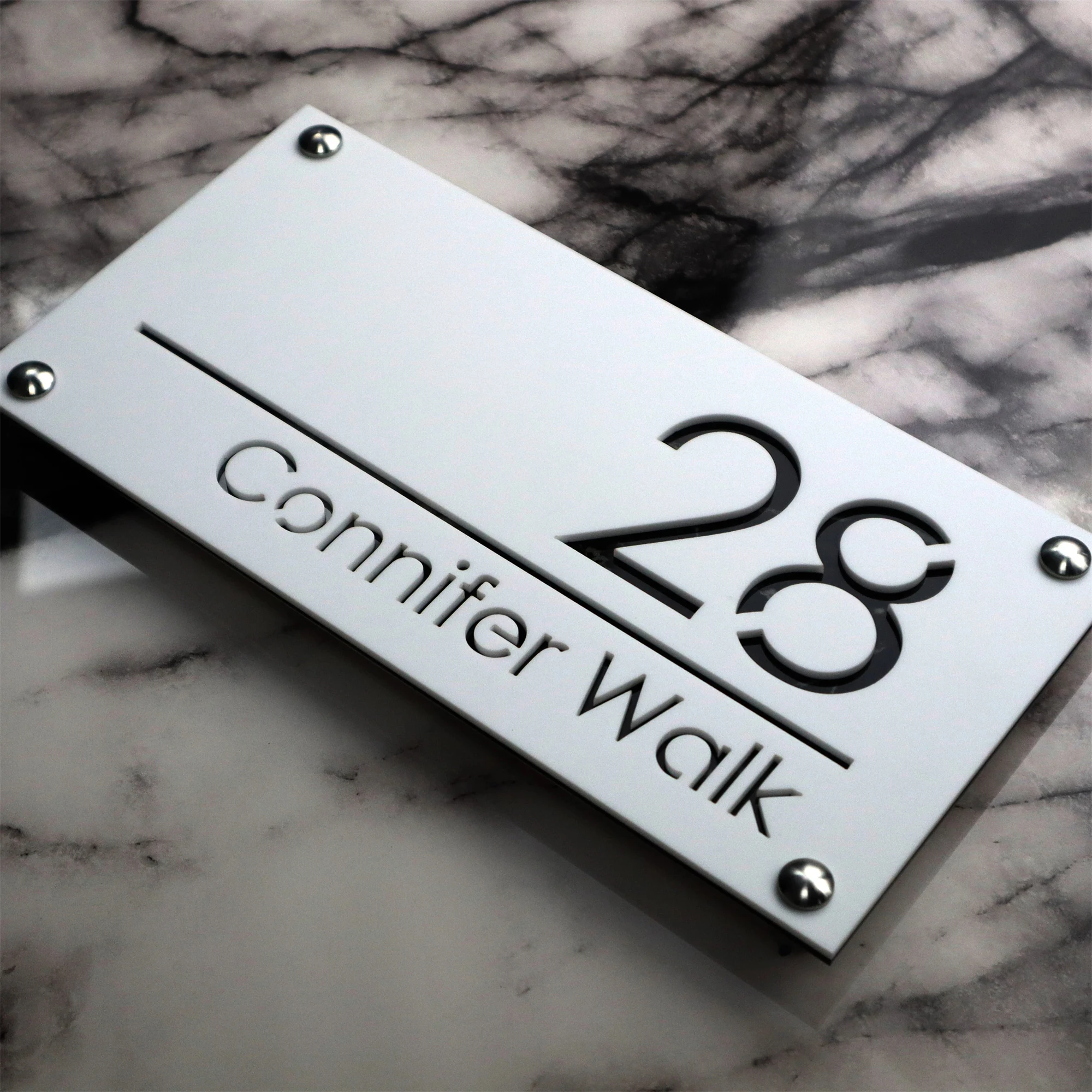 Personalized Outdoor House Number Sign Custom Modern Laser Cut 3D Acrylic Address Plaque Exterior Wall Display Stylish Plate