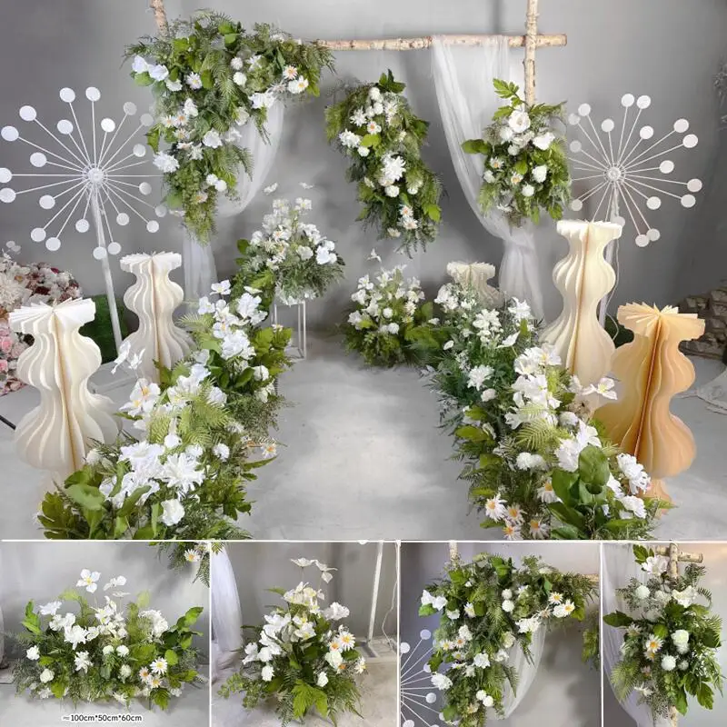 ترتيب الزفاف النباتات الخضراء الزفاف الأبيض الزهور المرحلة زخرفة خلفية #2
