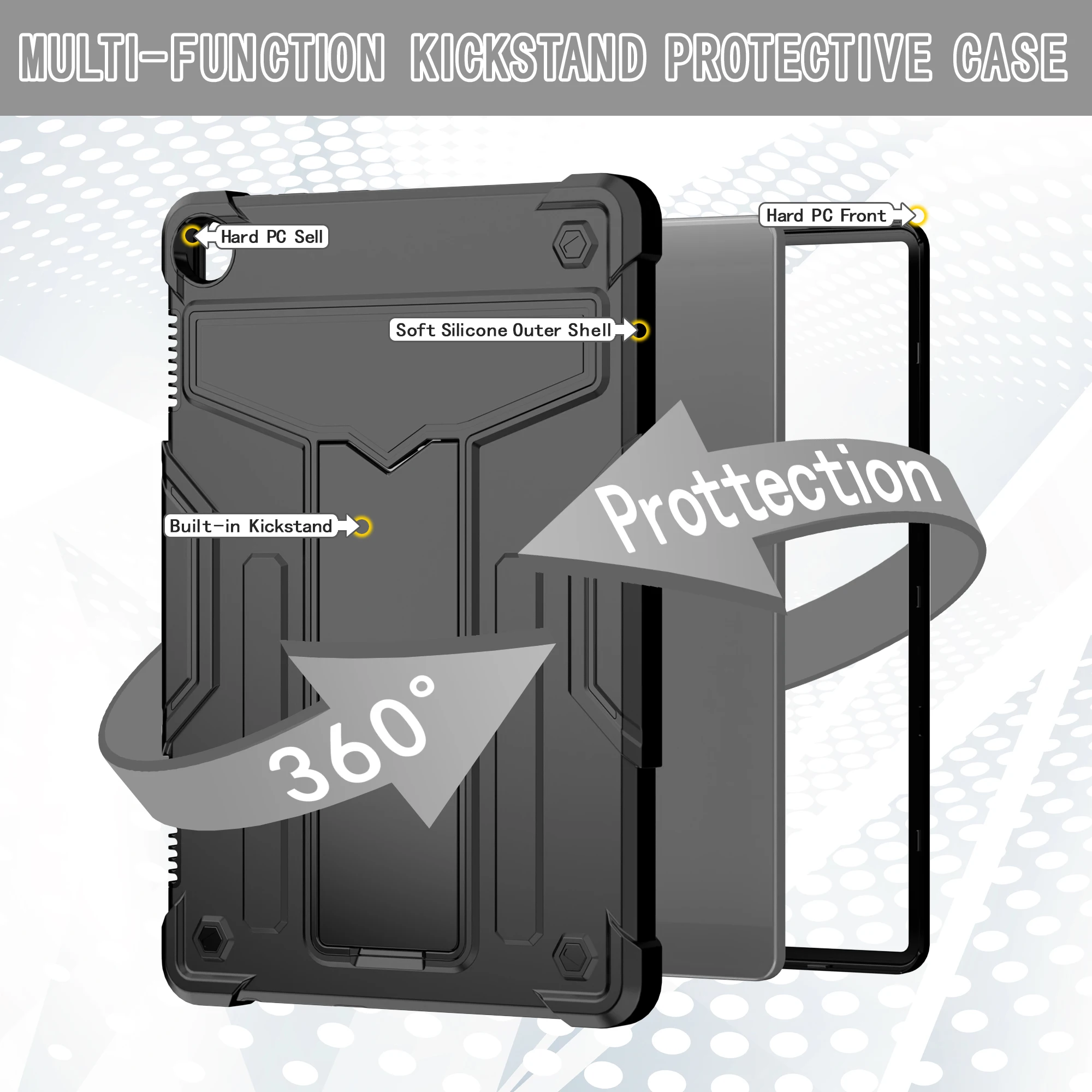 Kickstand Rugged Case For Lenovo Tab M10 Gen3 (3rd Gen) 2022 10.1 inch TB-328FU TB-328XU PC-Silicone Heavy Duty Cover Shockproof 5