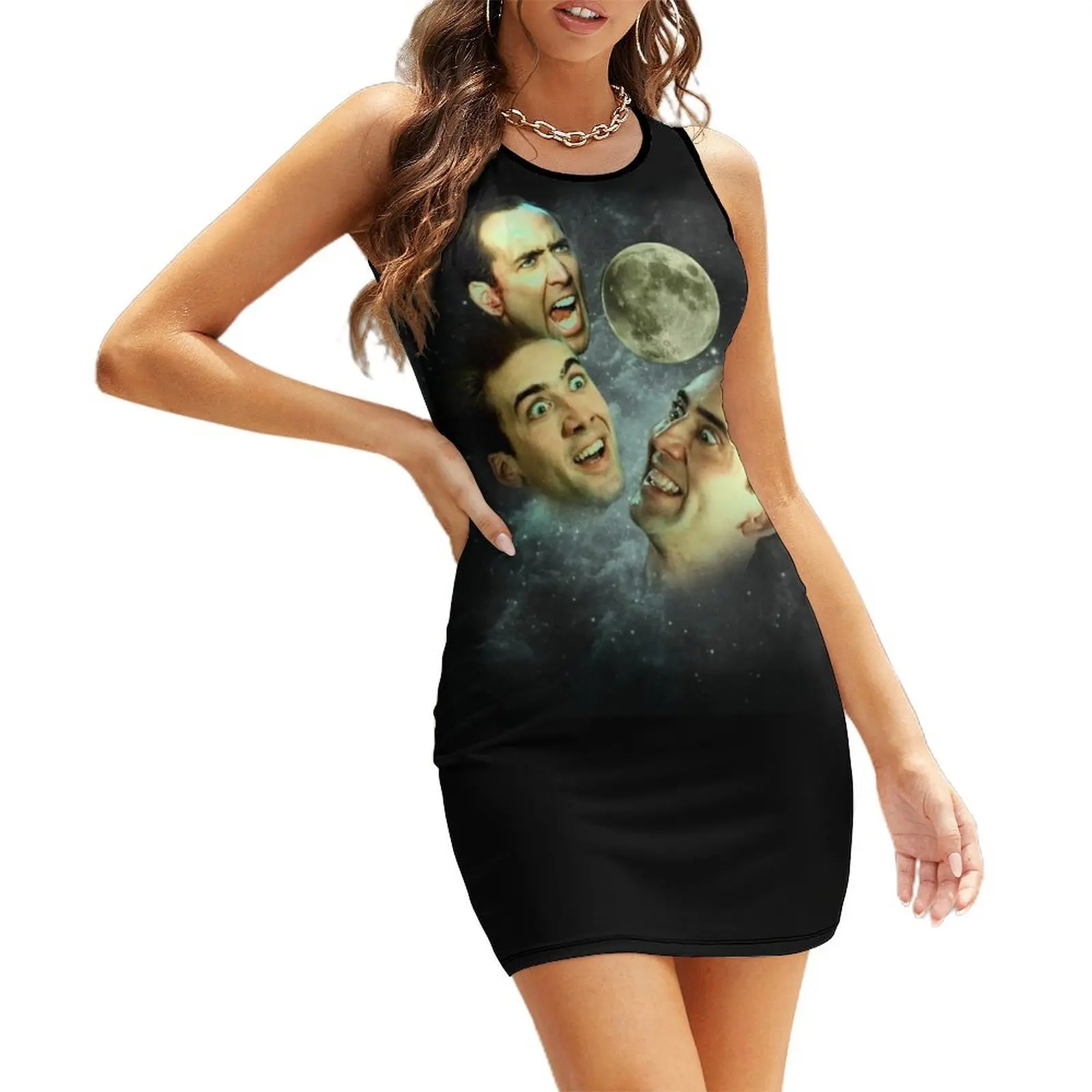 

Three Cage Moon Sleeveless Sundress birthday dress dress for women summer dress women elegant luxury for women