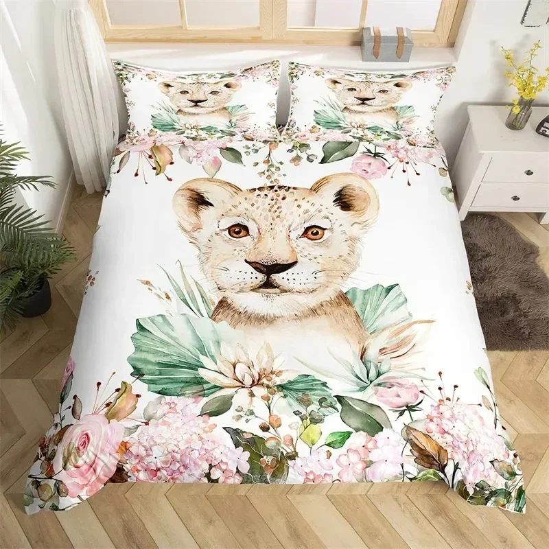 

Lovely Baby Elephant FlowersComfortable Duvet Quilt Cover Pillowcase Bedding Set Children Bedroom Decoration Home Textile
