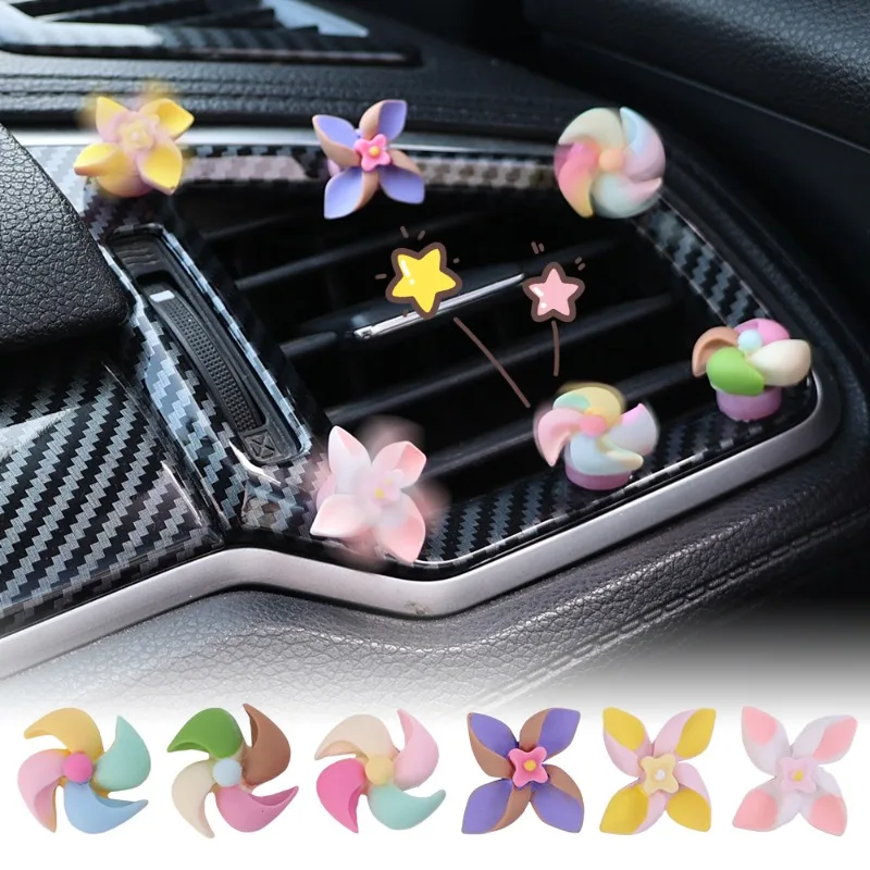 Car Air Vent Creative Decorations Small Decorations Windmill Rotating Interior Decorations Small Ornaments Cute Lady Accessories