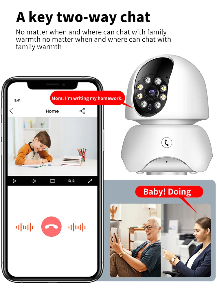 2mp 1080p 2,4g & 5g Daul Band Wifi 390 Augen App drahtlose Ptz IP Dome Kamera Voll farbe Intercom Home Security Baby phone