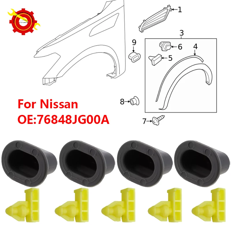 20pcs 76847-JG00A Suitable for Nissan and Infiniti Vehicle Door Panel Fasteners and Mudguard Wheel Arch Clips Car Accessories