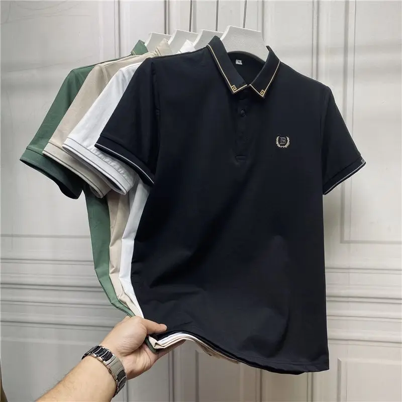 Top No Logo with Collar Male Tee Shirts Heather Polo Men's T-shirt New in Clothes Ordinary Streetwear Original Fashion Basic Hot