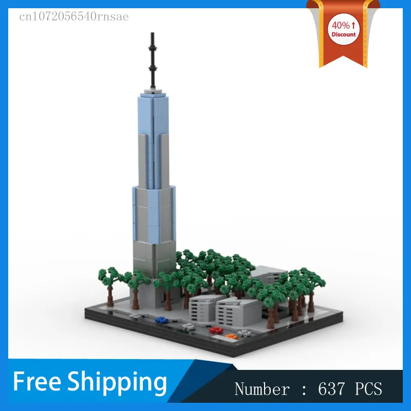 

MOC Building Blocks Modular One World Trade Center Architectural Model DIY Bricks Kid Assemble Toy Collection City View Series