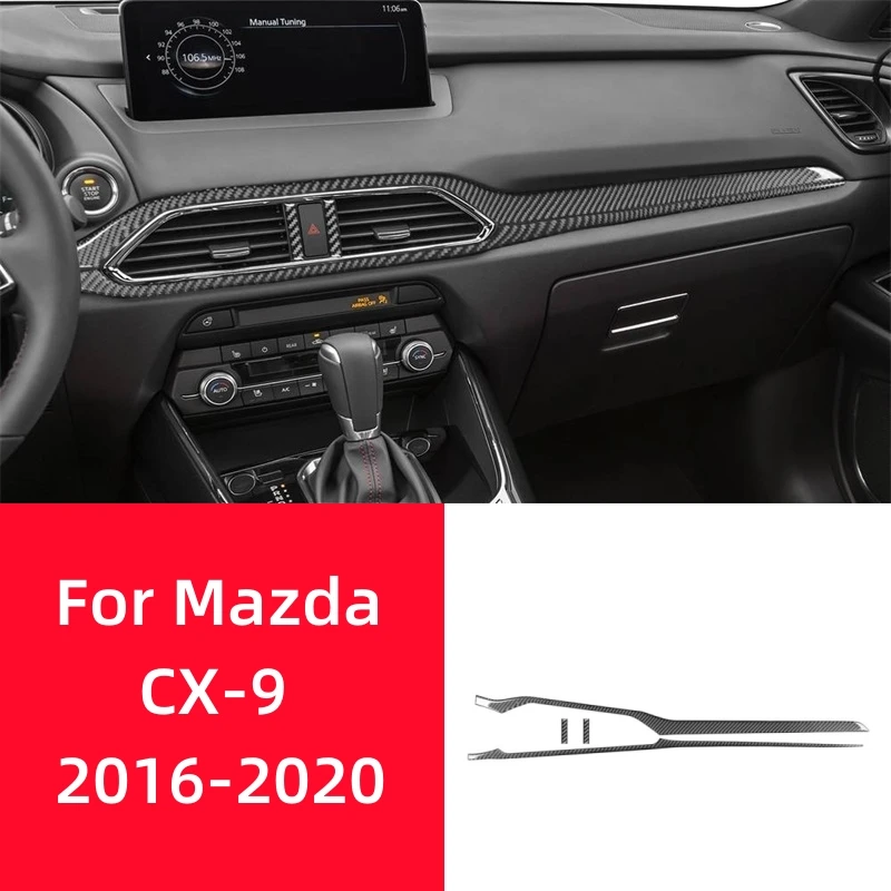

For Mazda CX-9 2016-2023 Accessories Carbon Fiber Interior Car Center Console Decorative Strip Cover Trim Frame Stickers