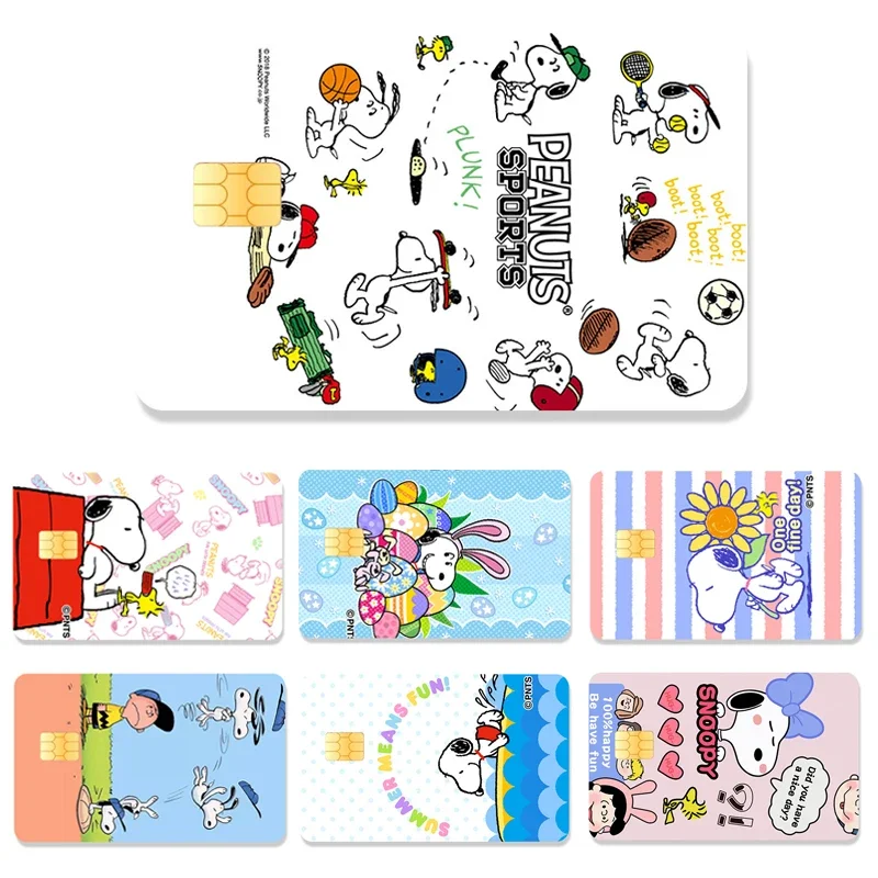 2024 Hot Anime Cartoon Creative Snoopy Small Chip Bank Card Laser Stickers Kawaii Girl Boy Ultra Thin Waterproof Decal