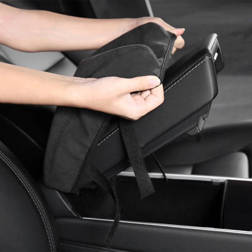 

Suede Armrest Box Protective Soft Cover For Tesla Model 3 Highland 2024-2025 Model Y Juniper 2025 Armrest Cover Lid Accessories