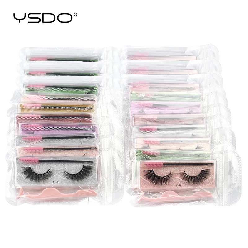 YSDO Lashes Wholesale 10 Pairs Fluffy Volume 3d Mink Eyelashes Makeup Natural Long Mink False Lashes Maquillaje Faux Cils Sets