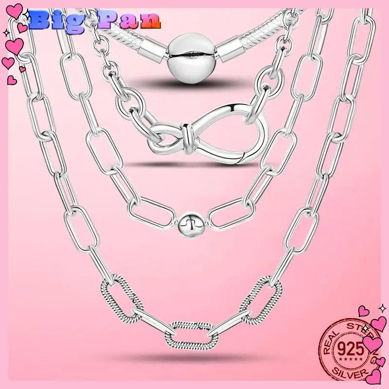 

2025 New classic Basic Chain 925 Silver Snake Chain Necklace Choker Infinity Infinite Me Clasp Necklace Collier Femme Jewelry