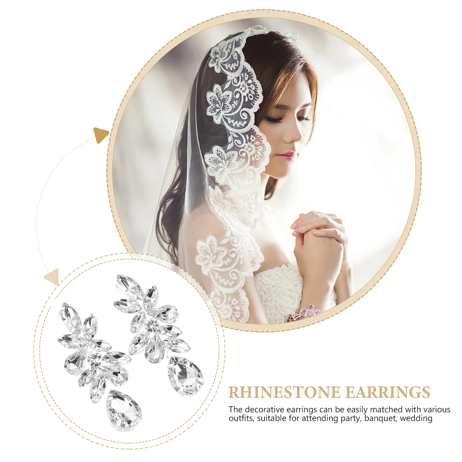 

1Pair Rhinestone Earrings Bling Statement Fashion Trendy Decorative Women Jewelry for Party Banquet Wedding Evening Event Gift