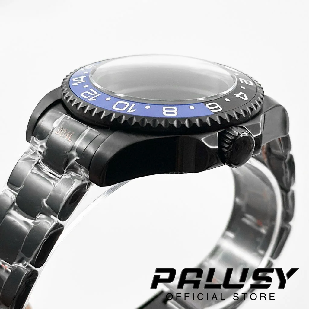 44MM Black Blue GMT Ceramic Bezel Sapphire Crystal DEEP SEA Homage Big Watch Case Compatible Fit NH35 NH36 NH34 NH38 Movement