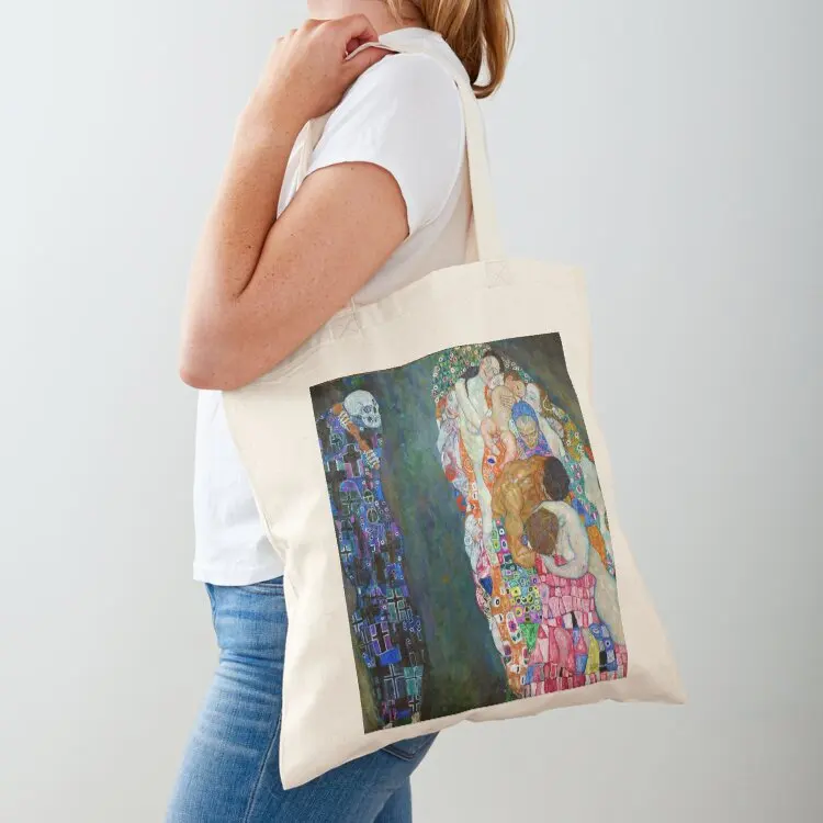 Gustav Klimt - Death and Life Tote Bag custom fabric bag free delivery bags Woman shopper bag Shopper