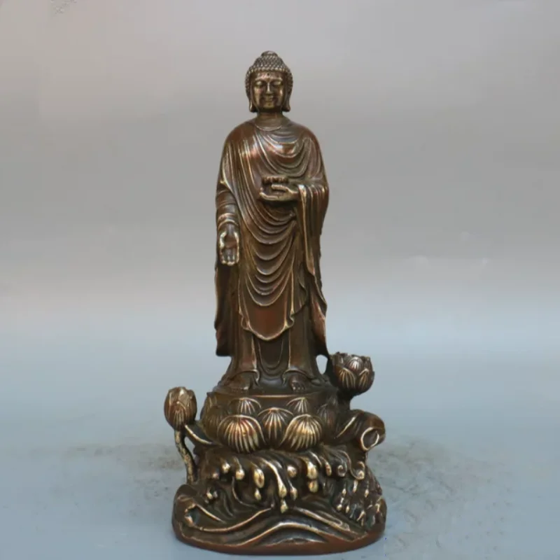 Antique bronze Western Three Saints Amitabha Buddha statue ornament home Buddhist hall desktop offering auspicious decoration