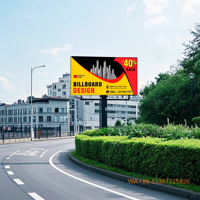 Outdoor Roadside LED Signage Waterproof Energy Saving HD High Brightness Advertising Screen