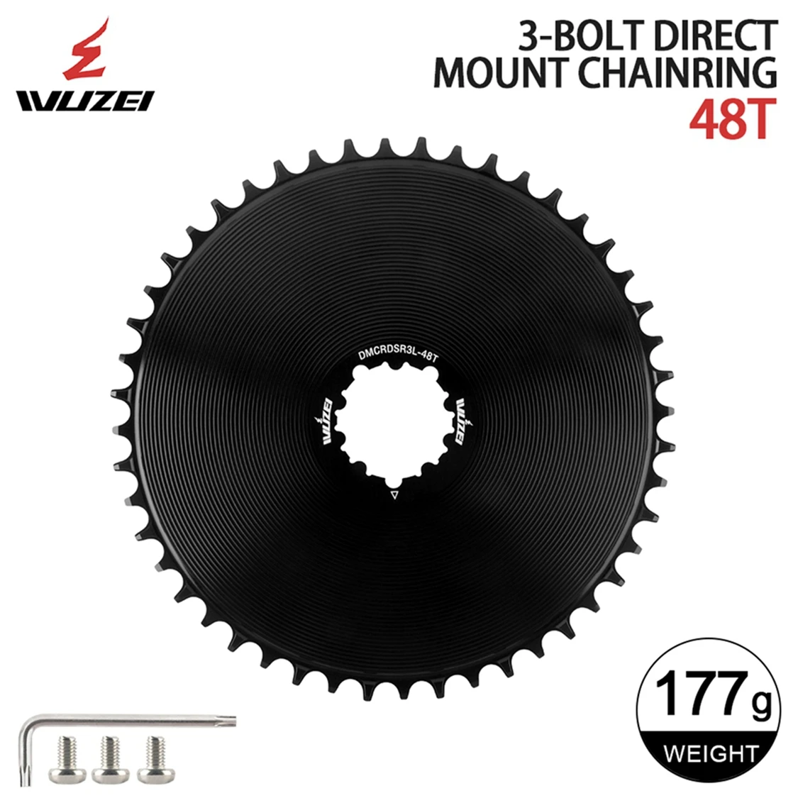 WUZEI 4,2 mm versetztes Rennrad-Kettenblatt, schmales breites AERO-Kettenrad 40T-58T für SRAM 3-Bolzen-Direktmontage-Kurbel 8 9 10 11 12S