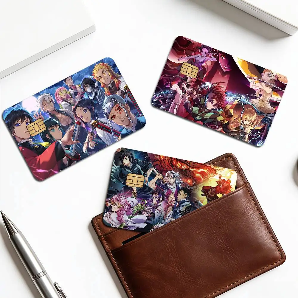 Anime D-Demon S-Slayer Cartoon Credit Card Skin Stickers for Bank Card Bus Metro Card Sticker Waterproof Women Gift