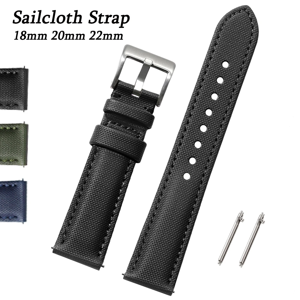 18mm20mm22mm ل كاسيو ل Seiko حزام ساعة اليد Sailcloth حزام الساعات تنفس معصمه العالمي سوار الرجال النساء الإفراج السريع