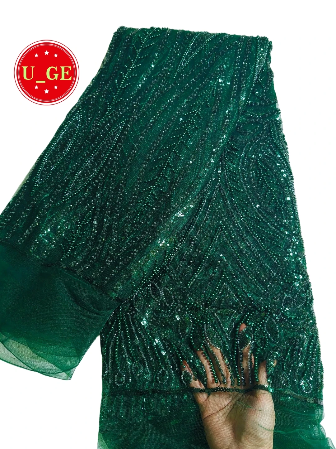 2026Wholesale Elegant Embroidery Tulle Lace Fabric with Sequin & Stones – High Quality for Party Evening DressesU_GE1285