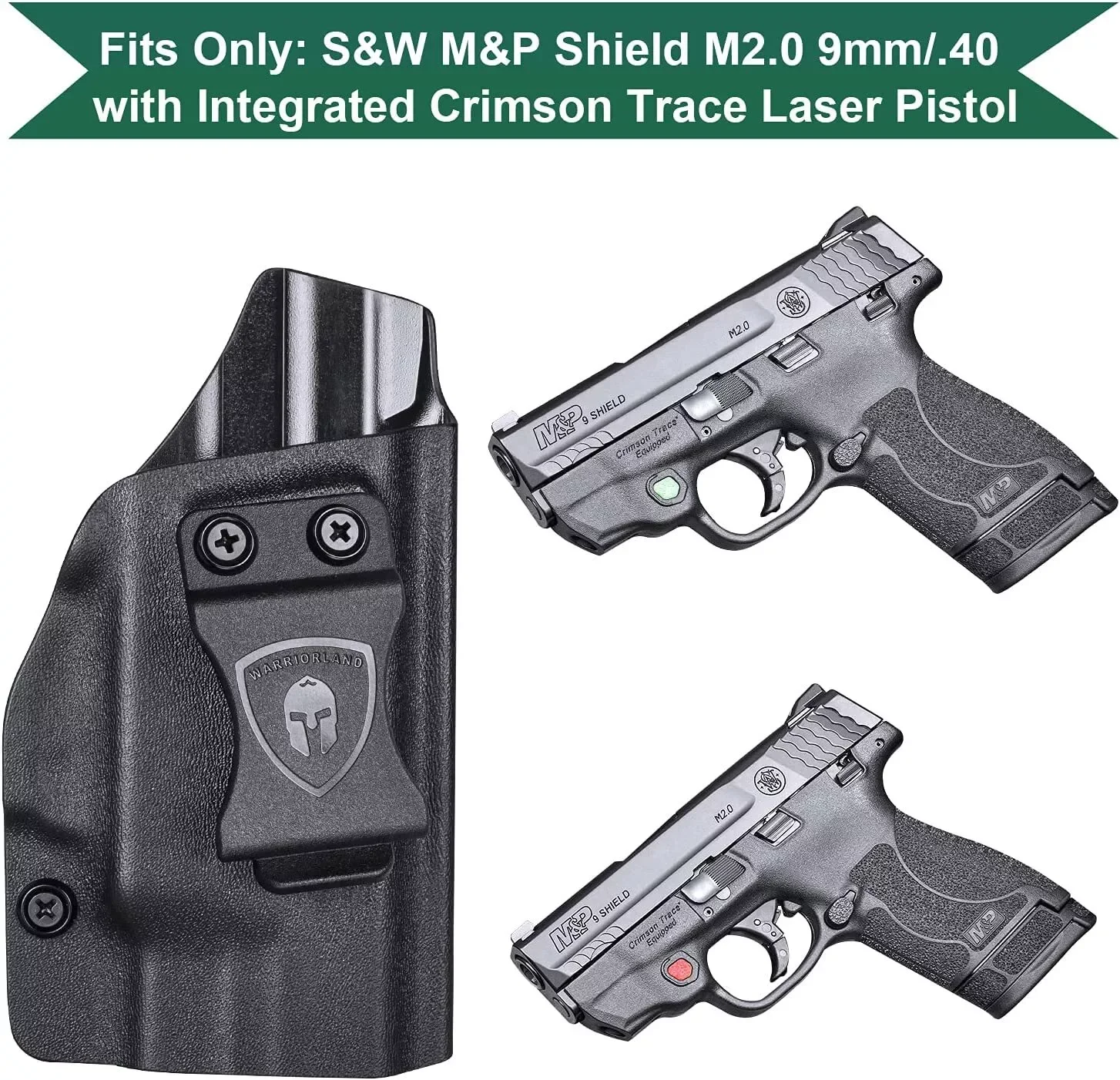 Only Fit M&P Shield M2.0 9mm /.40 with Integrated Crimson Trace Laser Pistol,IWB Holster,Adjustable ,Optical cutting,Click Sound