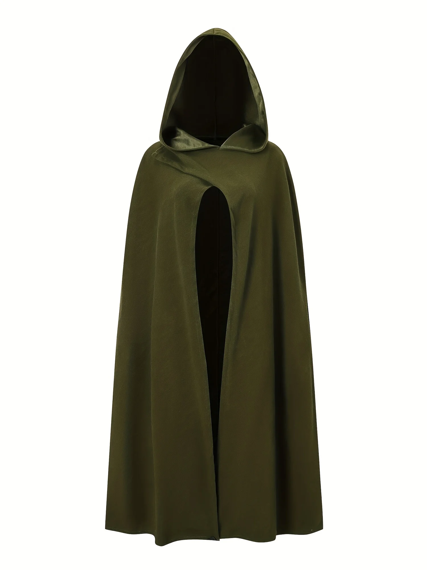 Gothic Solid Split Hooded Cloak, Elegant Cosplay Cloak For Fall & Winter, Women's Clothing