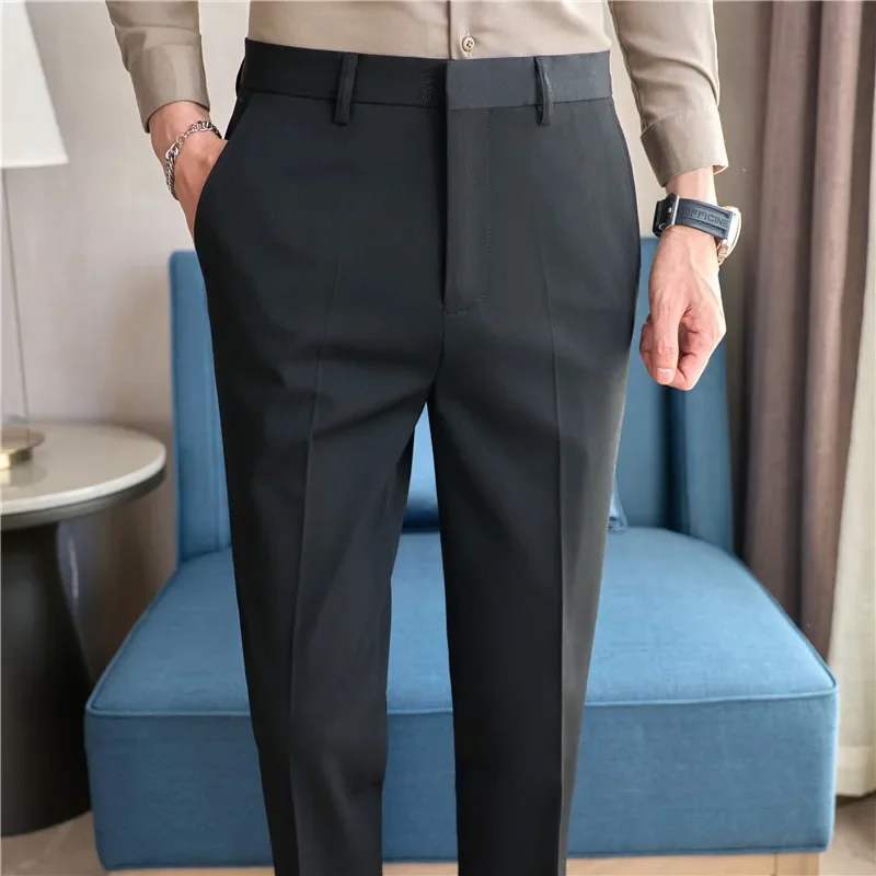 Dress Pants Men 2024 Autumn British Style Suit Pants Business Casual Slim Fit Solid Casual Formal Dress Trousers Men Clothing