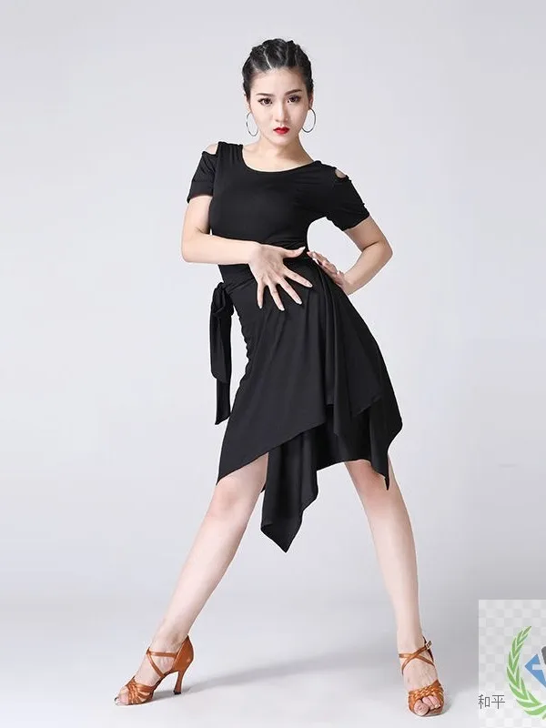 Latin Dance Skirt Adult Women's Apron Season Lace Up Summer Dance Skirt Half Length One Piece Skirt Adult Sexy Chacha Dress