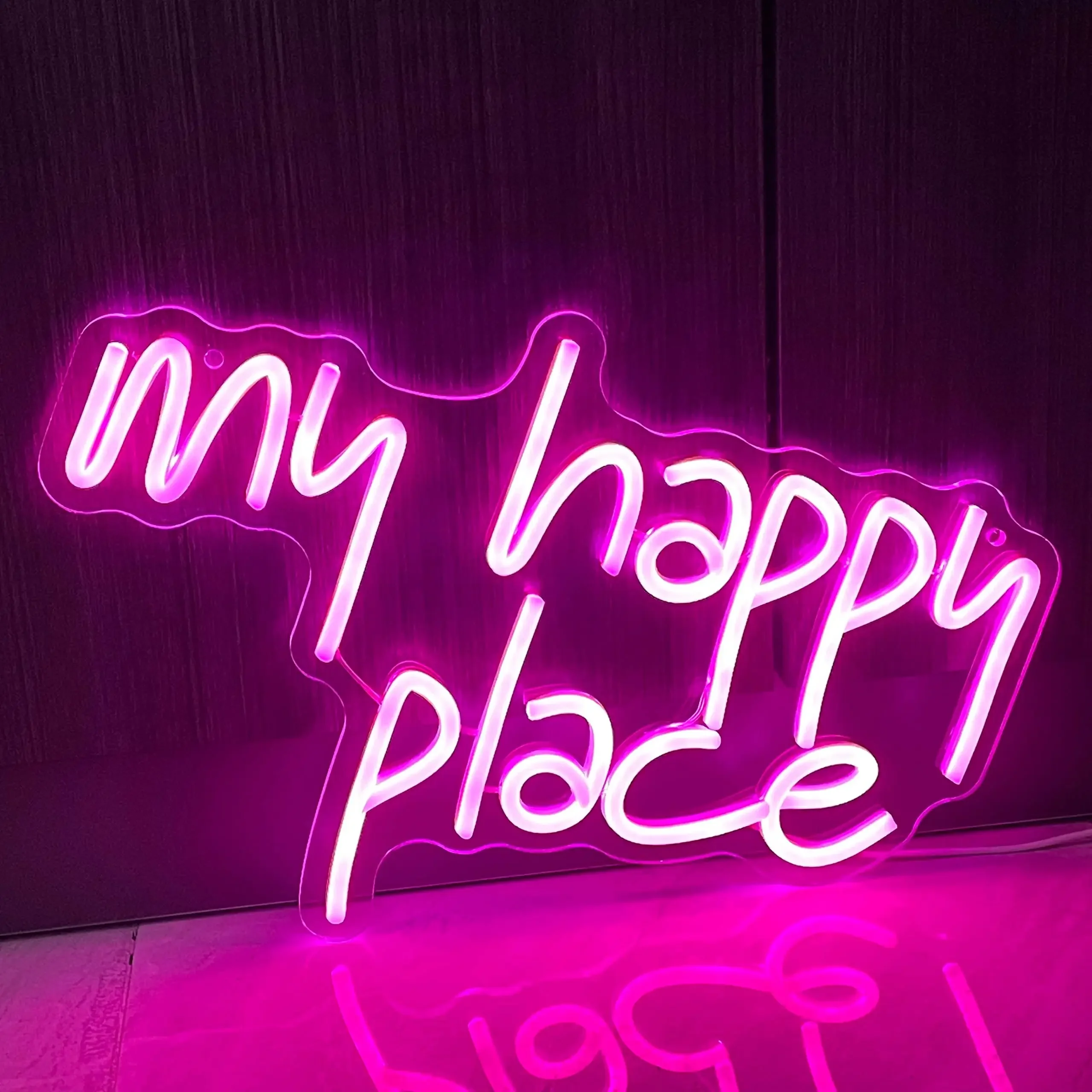 Imagem -02 - Happy Place Neon Led Light up Sign Wall Decor Pink Neon Lights Letters Room Acessório Estético my