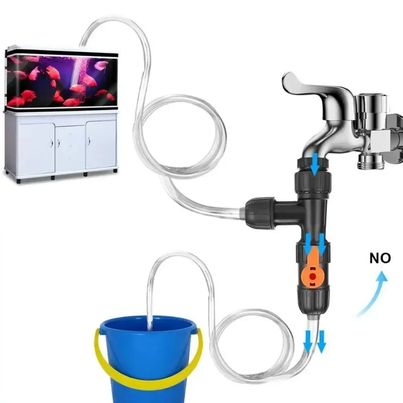 

Plastic Aquarium Water Changer 3-Way Faucet Type Water Change Fish Tank Cleaning Tool Garden Splitter Watering Connector Tools